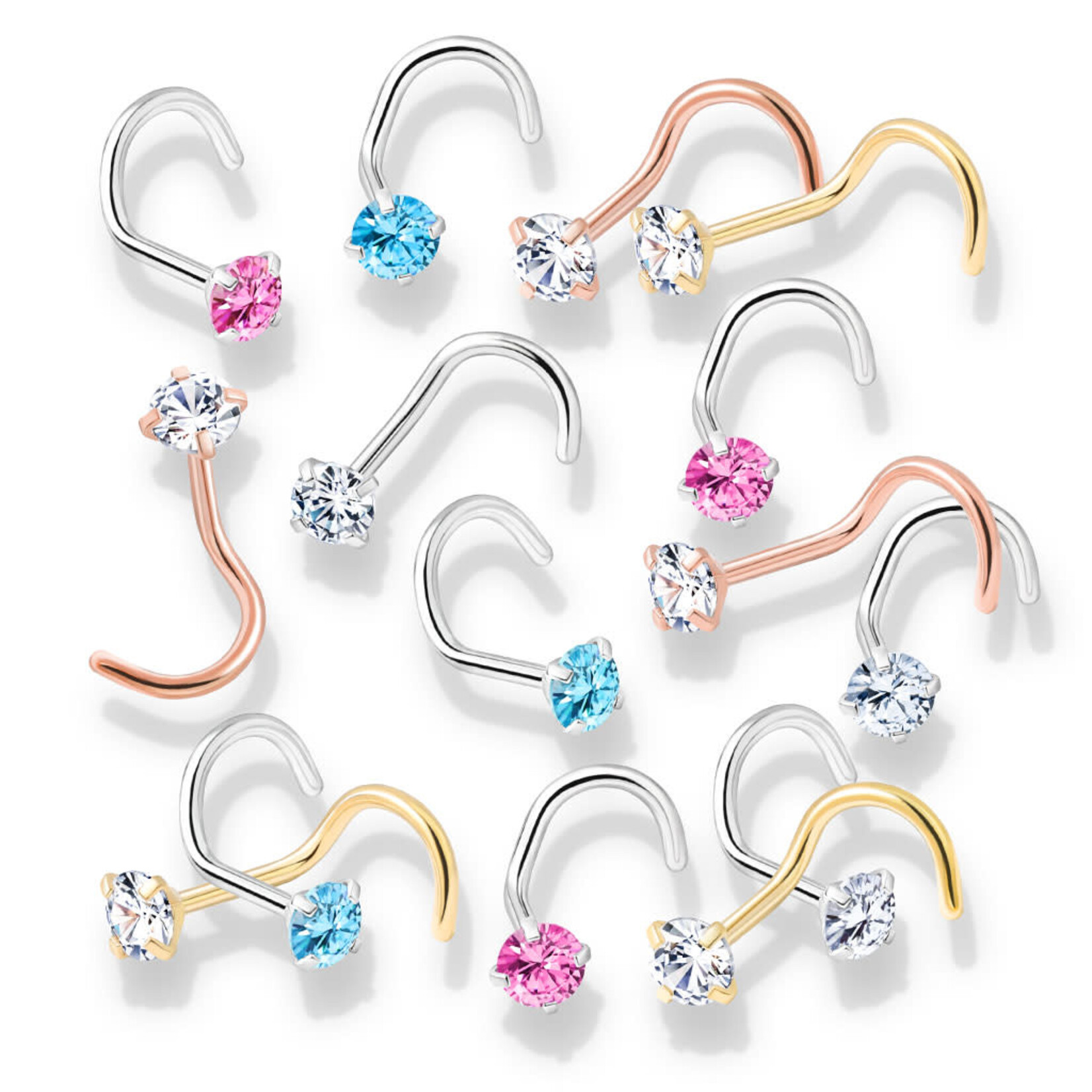 Hollywood Body Jewelry Round Gem Nose Screw