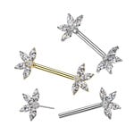 Hollywood Body Jewelry Push-In 5 Crystal Barbell