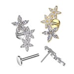 Hollywood Body Jewelry Push-In 3 Crystal Flowers Labret