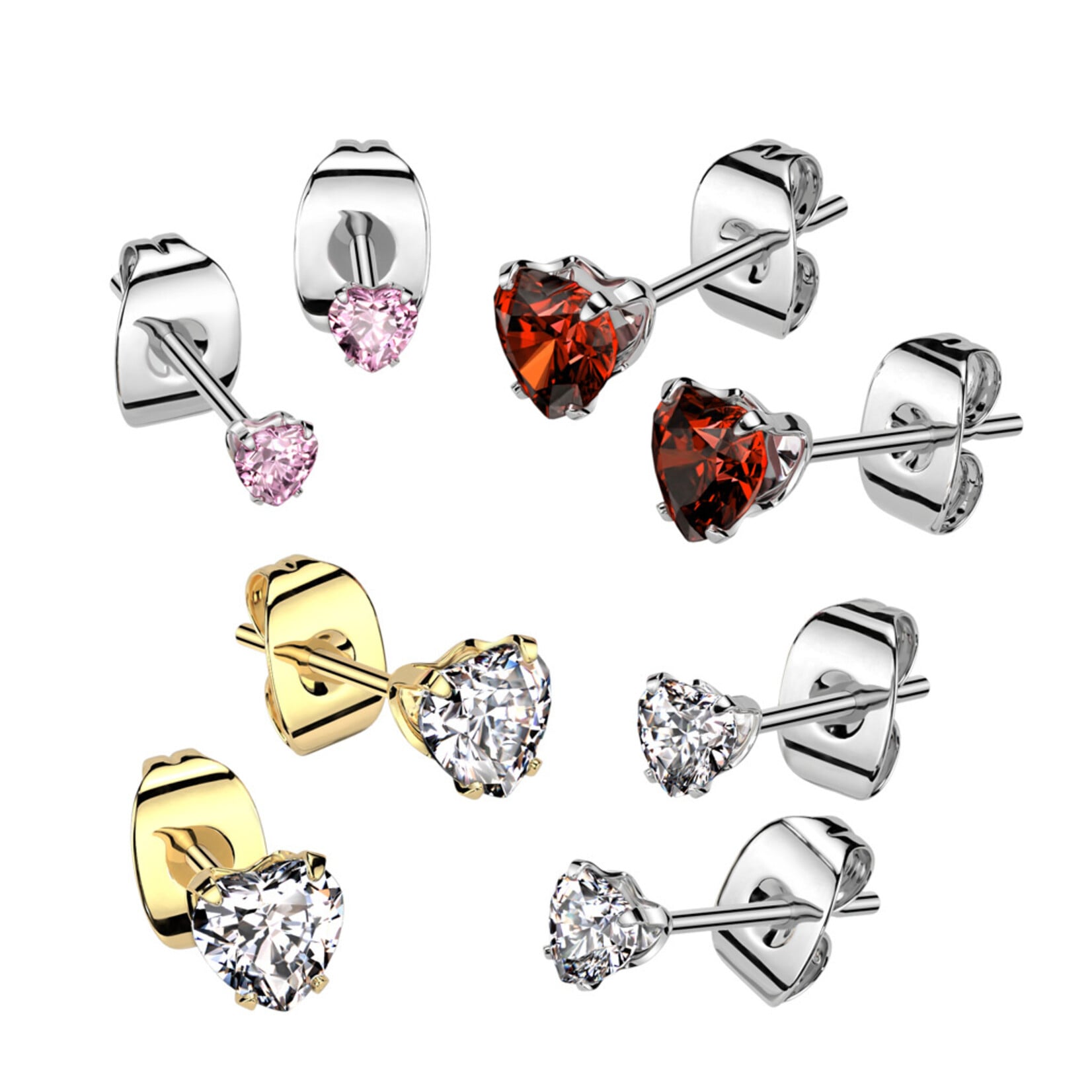 Hollywood Body Jewelry Crystal Heart Earring Pair