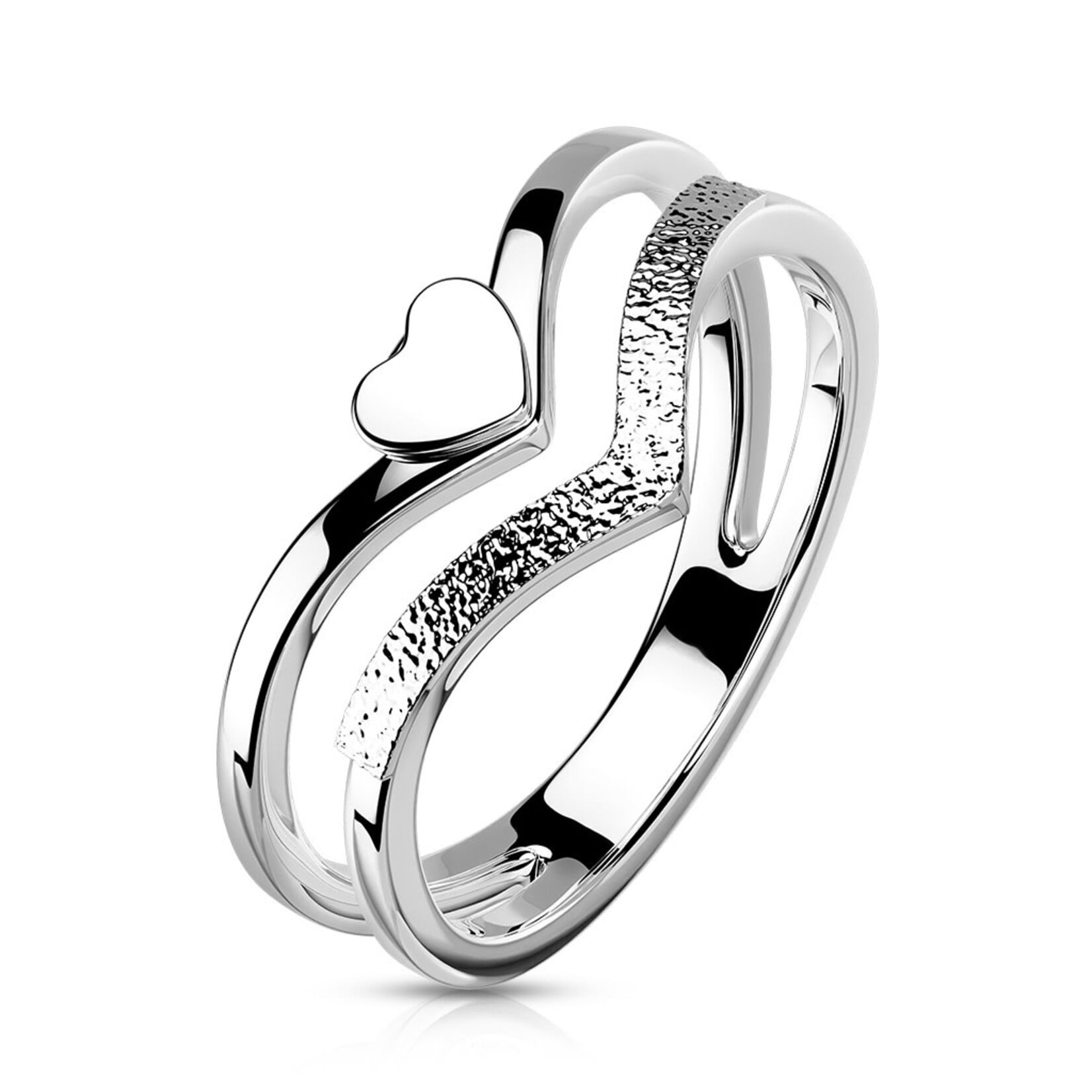 Hollywood Body Jewelry R-M7741 Chevron Heart Ring