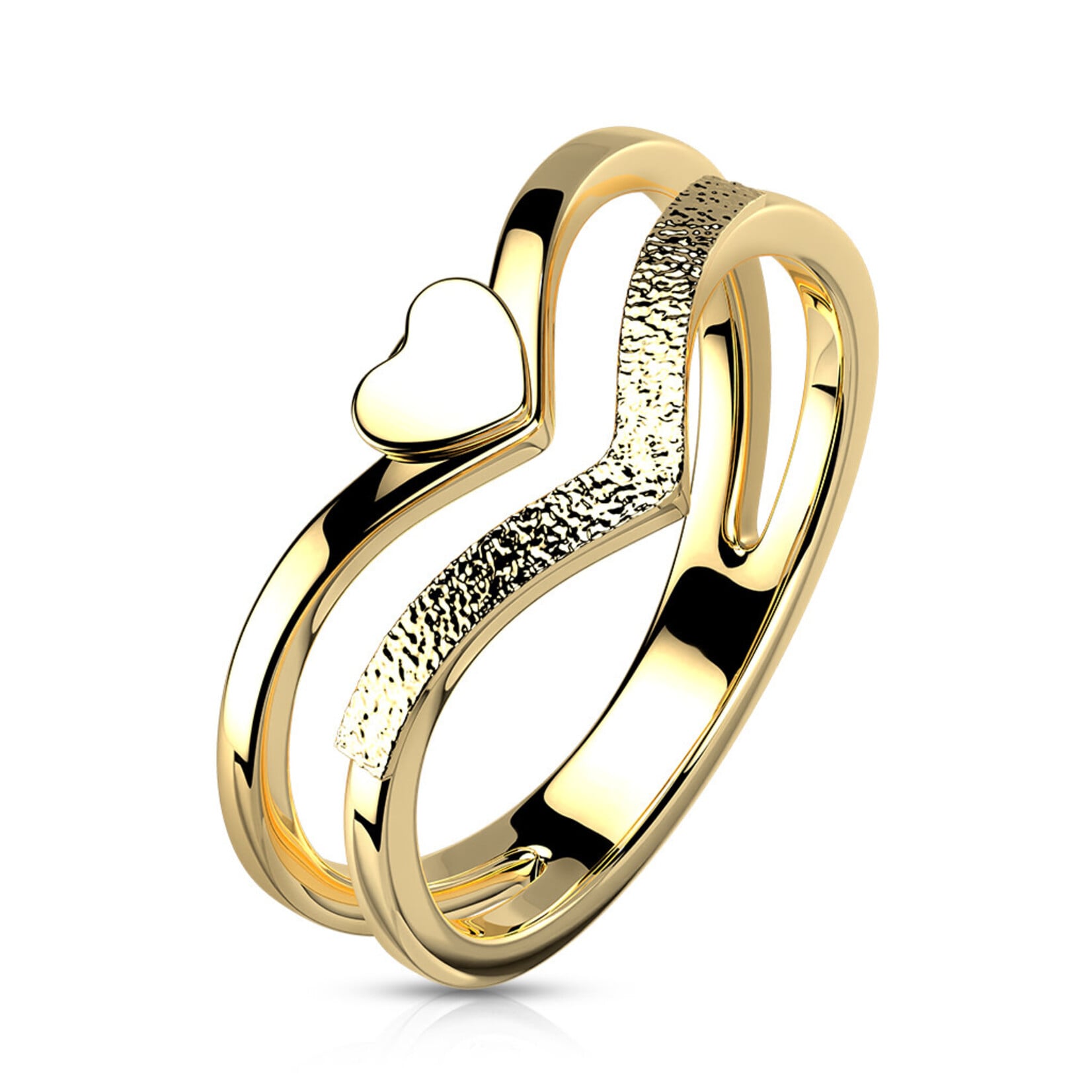 Hollywood Body Jewelry R-M7741 Chevron Heart Ring