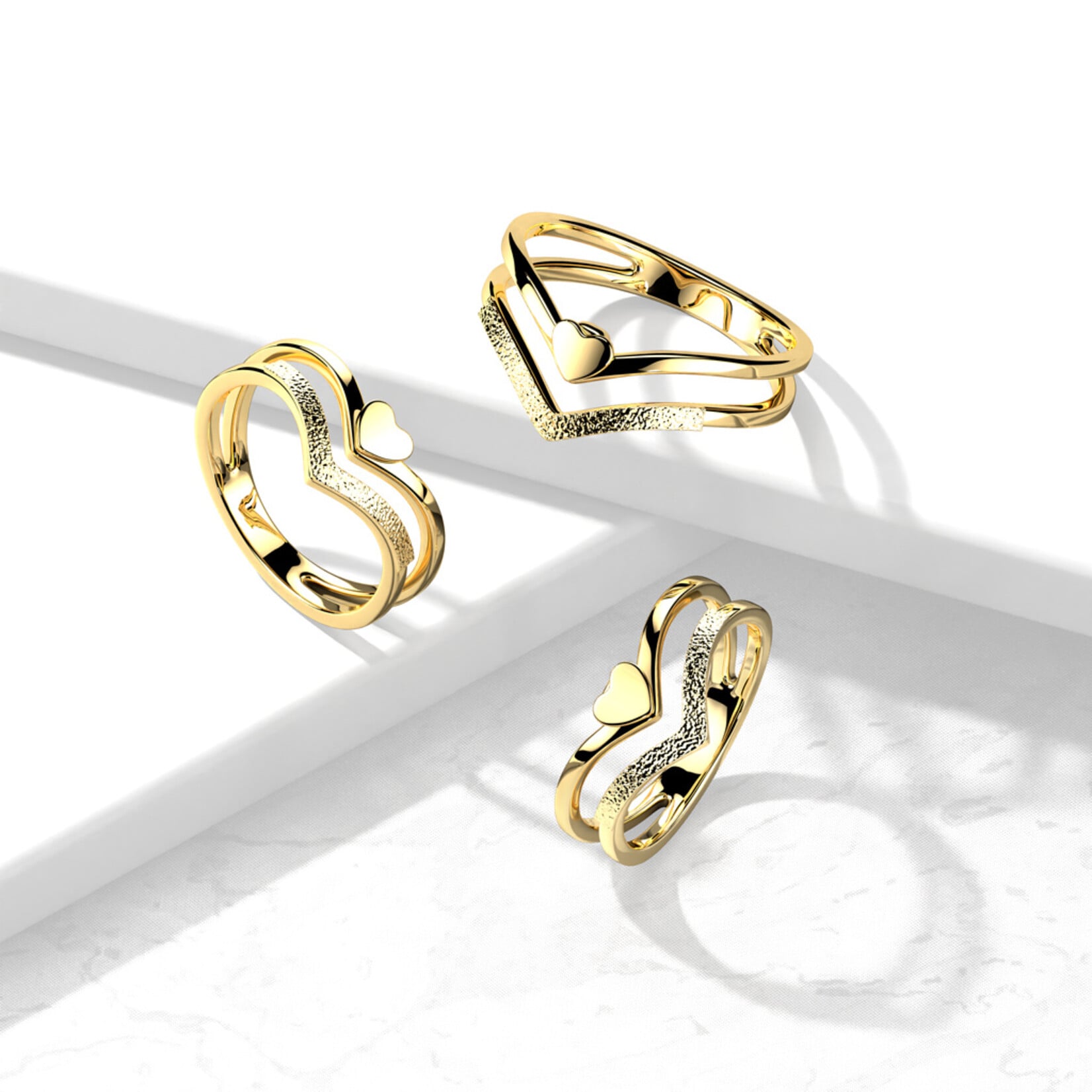 Hollywood Body Jewelry R-M7741 Chevron Heart Ring