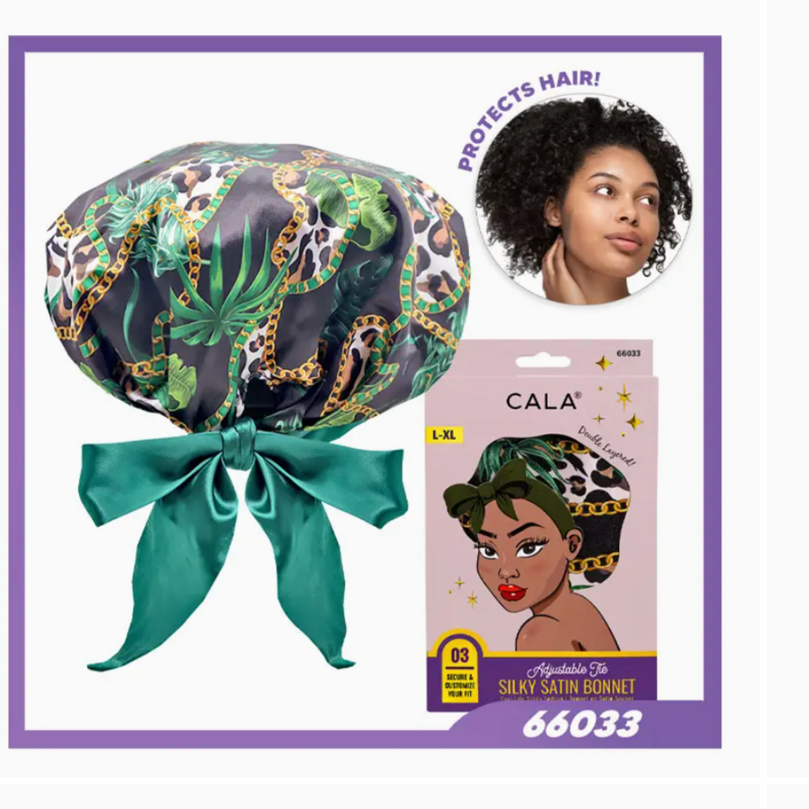 PINEAPPLE Beauty 66033 Adjustable Tie Silky Satin Bonnet Green