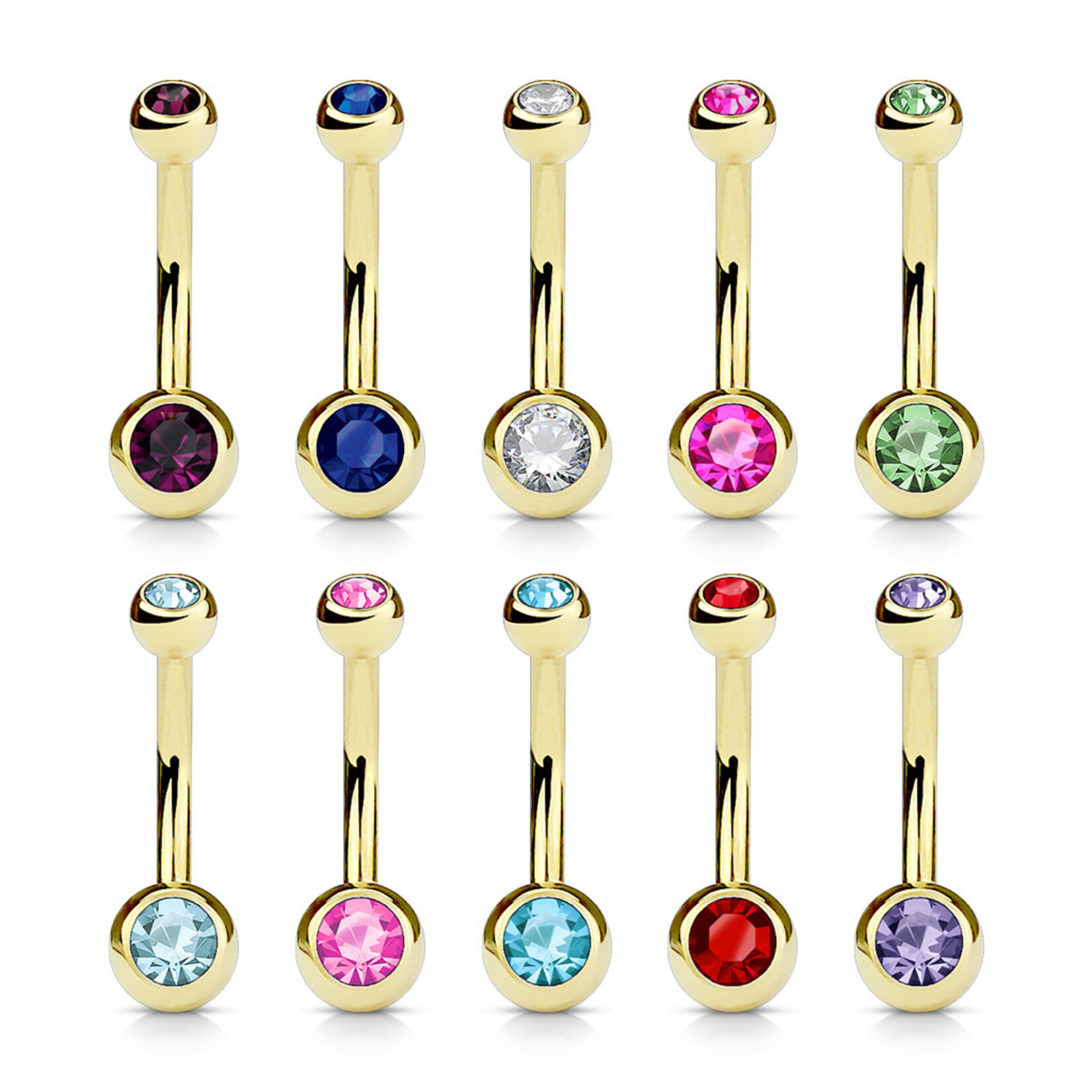 Hollywood Body Jewelry Gold & Crystal Navel Ring