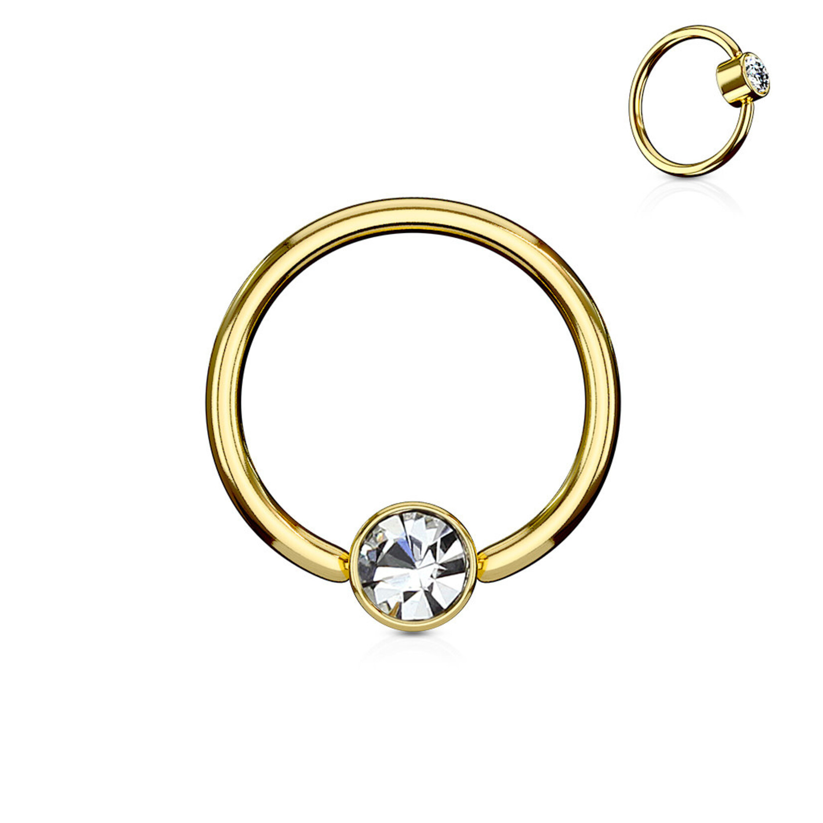 Body Jewelry Flat Gem Captive Bead Ring