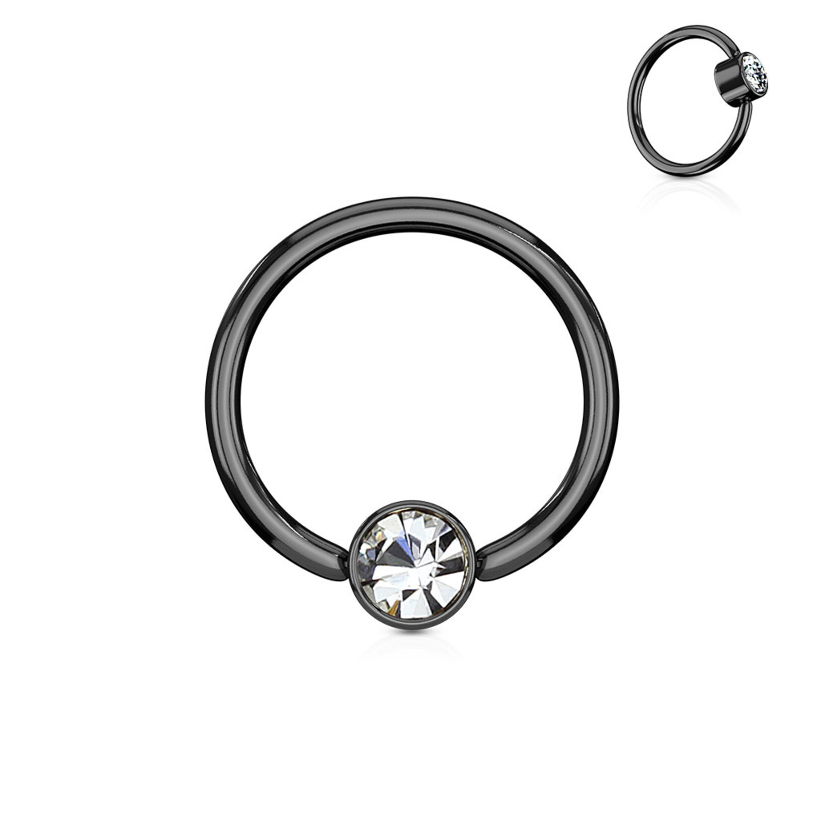 Body Jewelry Flat Gem Captive Bead Ring