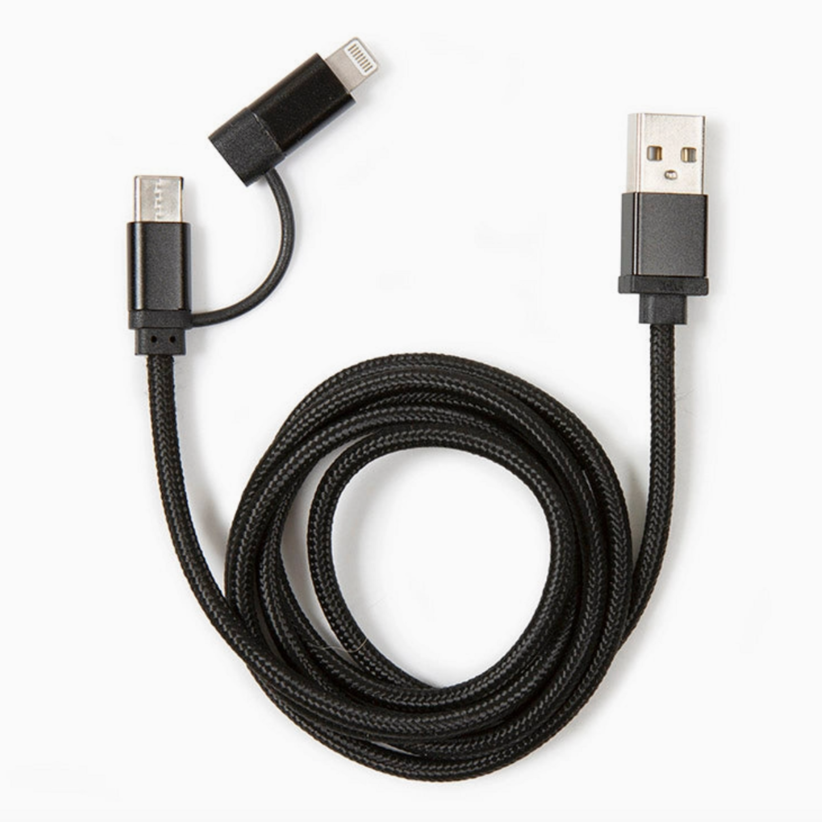 Kikkerkand US237-BK Black 2-in-1 Braided Cable
