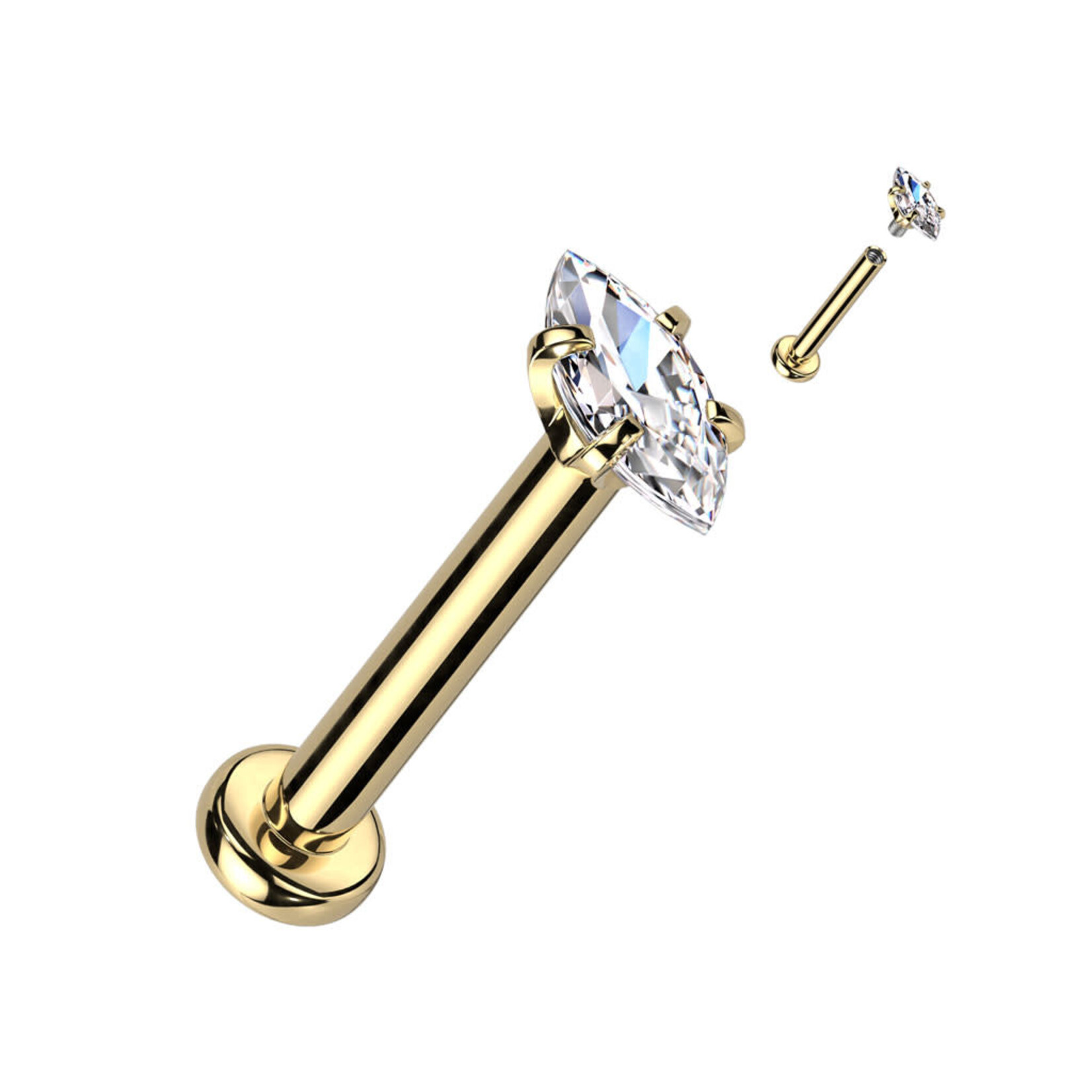 Hollywood Body Jewelry LSI033 Marquise CZ 316L Labret