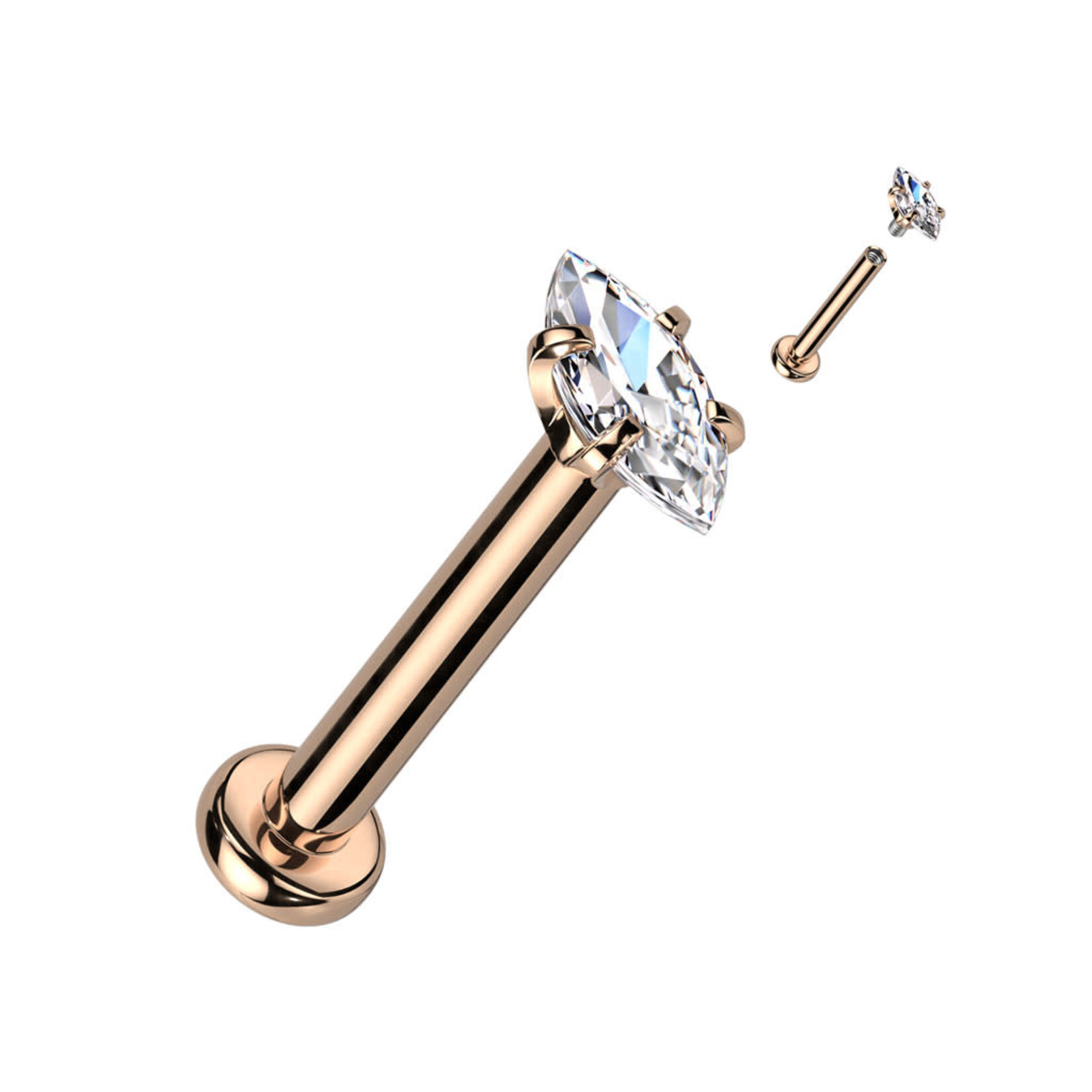 Hollywood Body Jewelry LSI033 Marquise CZ 316L Labret