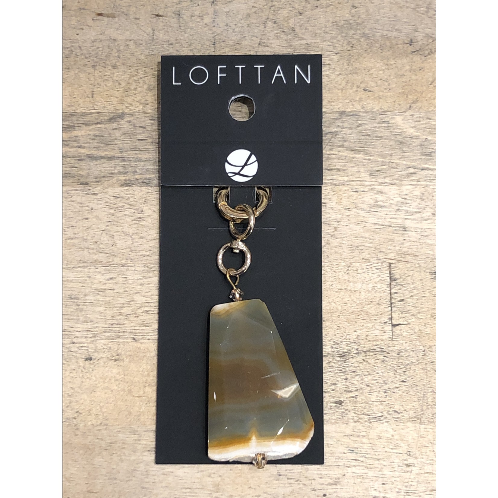 Lofttan Brown Banded Agate Pendant - Gold