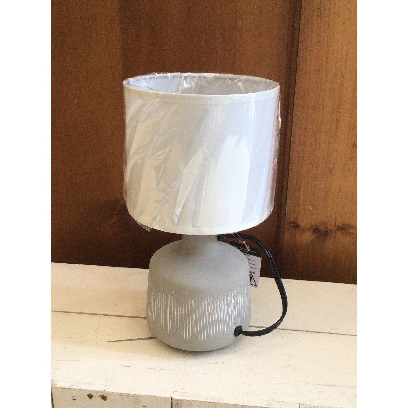 Taupe Etched Table Lamp
