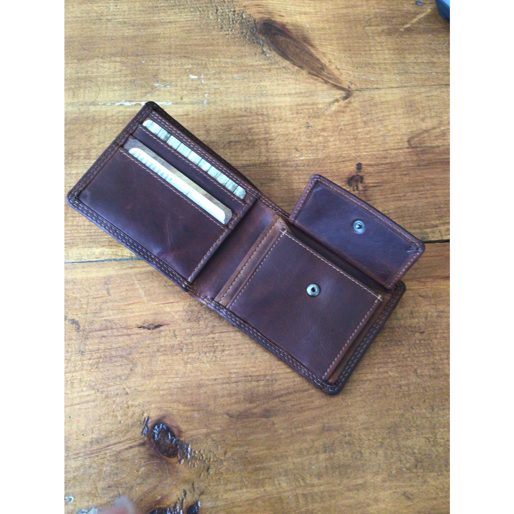 Rugged Earth Leather Wallet with Coin Pouch