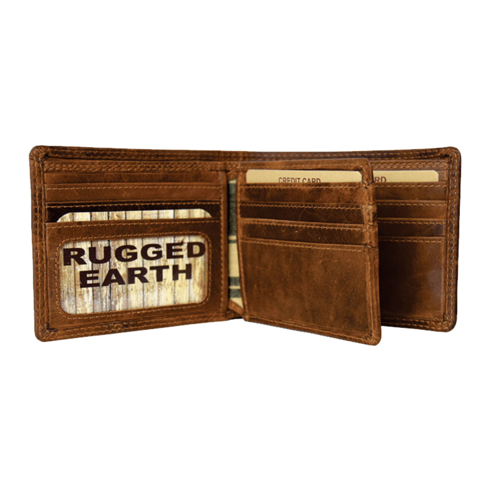 Rugged Earth Leather Billfold Wallet with Centre Card Holder