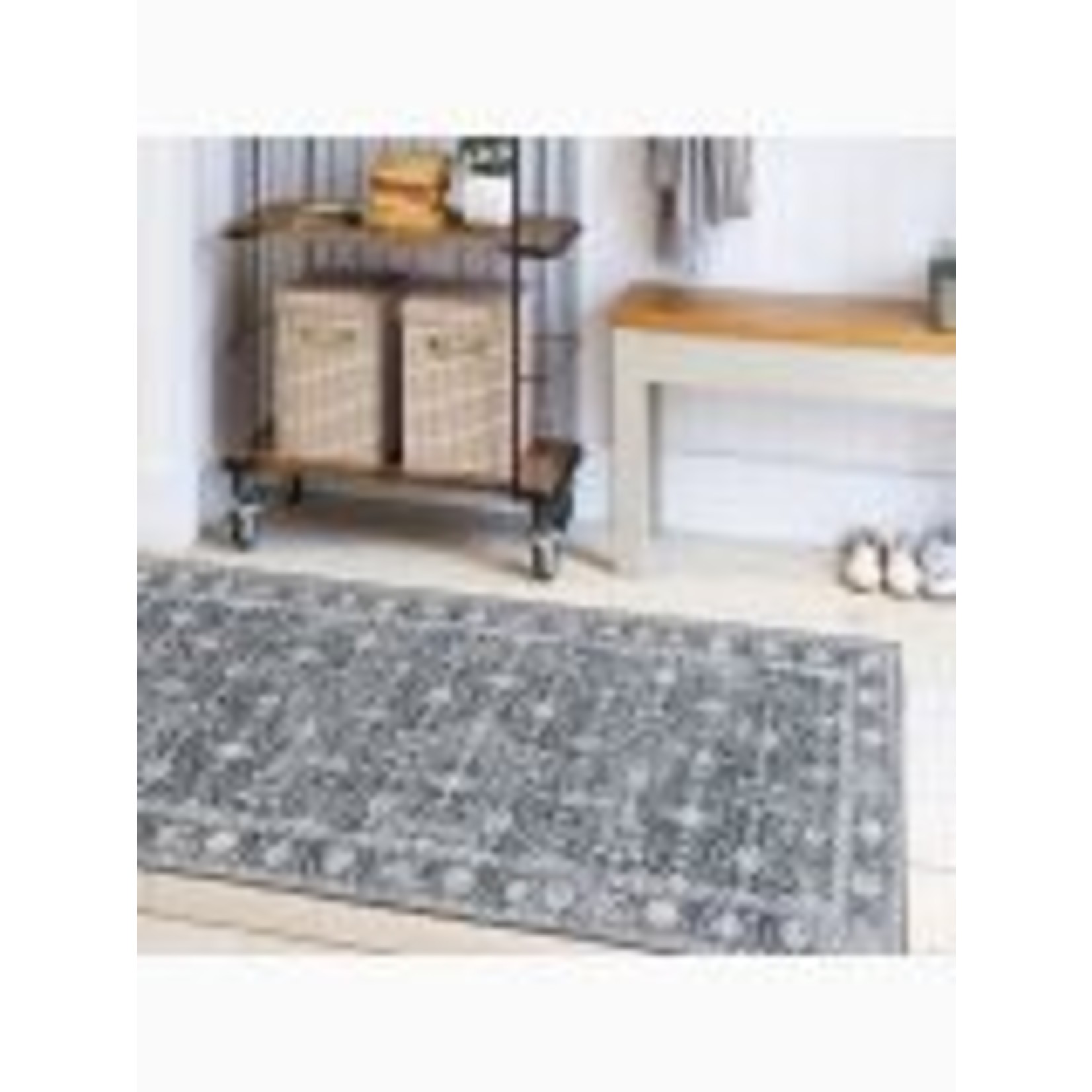 ReaLife Noor Vintage - Charcoal Dark Gray Ivory Washable Rug