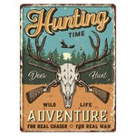 Hunting Time Embossed Metal Sign