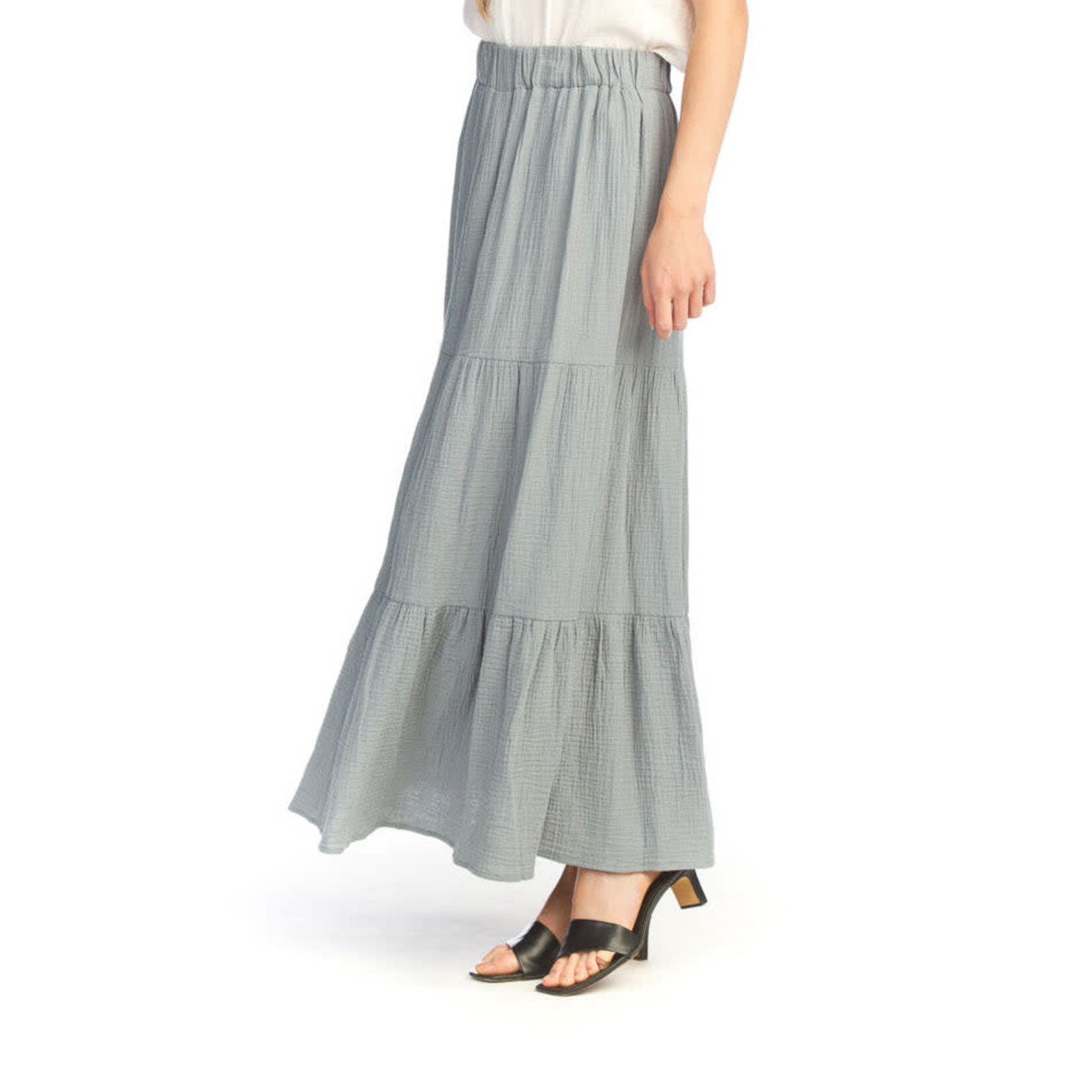 Papillon Denim Cotton Gauze Tiered Skirt