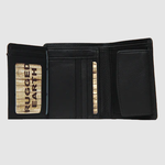 Rugged Earth Leather Wallet with Sideways Coin Pouch