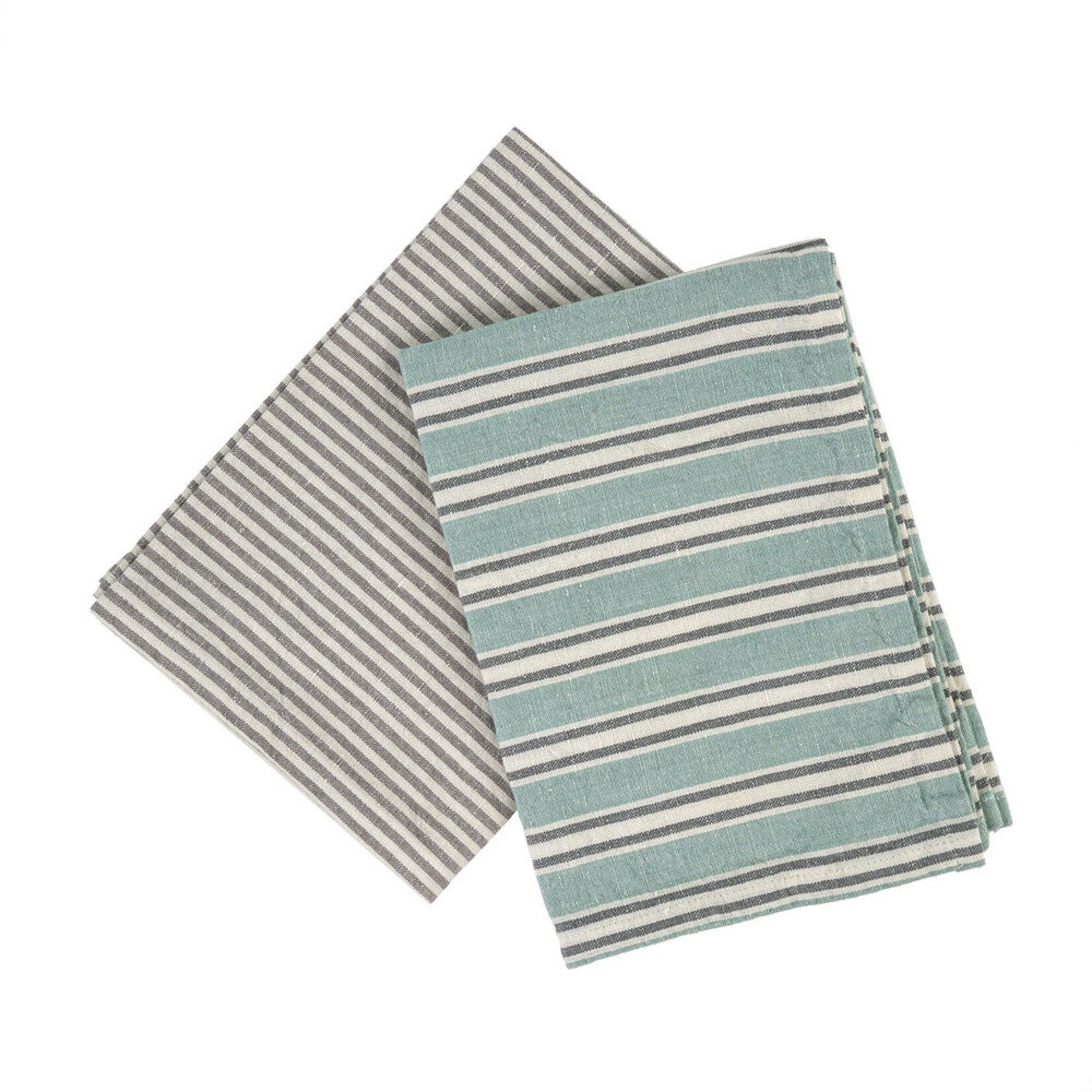 Indaba French Linen Tea Towels Grey Stripe