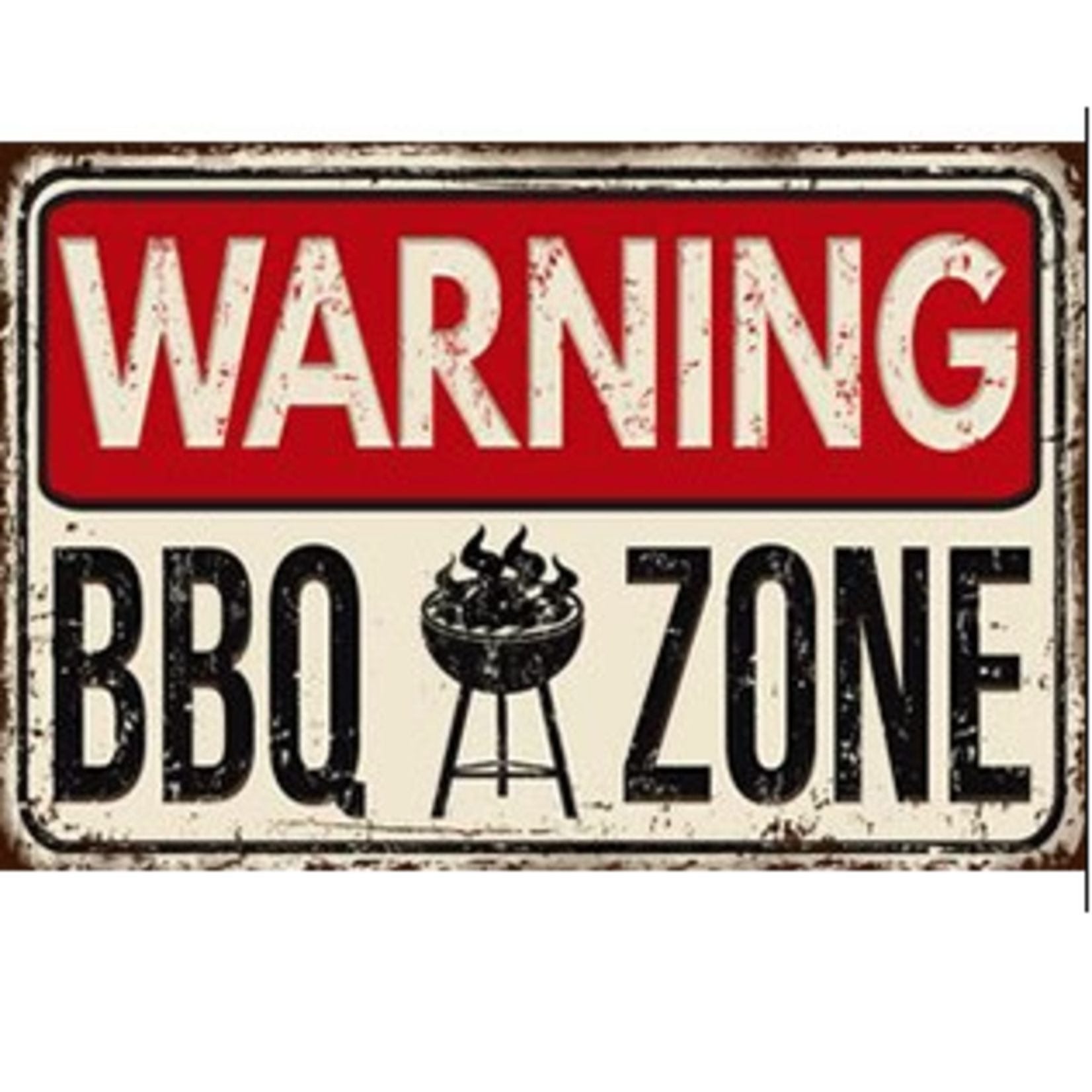Warning BBQ Zone Metal Sign