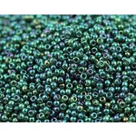 #15 TOHO SEED BEADS, GOLD LUSTERED EMERALD, 8 GRAMS, 1X1MM