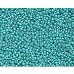 #15 TOHO SEED BEADS, FROSTED GALVANIZED TURQUOISE, PERMANENT FINISH, 8 GRAMS, 1X1MM
