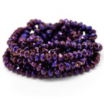 8x6mm Faceted Rondelle, approx 65pcs, 16" strand, metallic purple full plated, hole 1mm, glass beads, 29gms/1.02oz