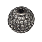 12MM GUNMETAL PLATED BRASS, CRYSTAL RHINESTONES BEADS, 1PC, HOLE 2MM, in store only