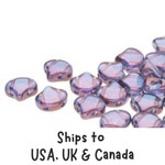 MATUBO GINKO LEAF BEADS, LUSTER TRANSPARENT AMETHYST, 7.5X7.5MM, 2 HOLES, 1 five inch tube, Approx 86 Beads, 22 GRAMS