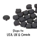 MATUBO GINKO LEAF BEADS, JET BLACK, 7.5X7.5MM, 2 HOLES, 1 five inch tube, Approx 86 Beads, 22 GRAMS
