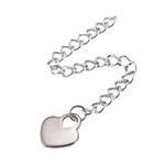 STAINLESS STEEL EXTENSION CHAINS, 5PCS, WITH 10X10X0.8MM HEART CHARMS, 4X4X1MM CHAIN LINKS, 2.5" LONG