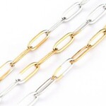 GP & STAINLESS STEEL PAPERCLIP CHAIN, 10X3X0.5MM, BY THE FOOT