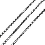 BO STAINLESS STEEL, BLACK ROLO CHAIN, 3X1MM, BY THE FOOT