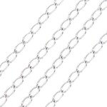 STAINLESS STEEL CURB CHAIN, 3X1.2X0.3MM, BY THE FOOT