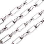 STAINLESS STEEL PAPERCLIP CHAIN, 18X7X1.6MM, BY THE FOOT