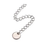 STAINLESS STEEL EXTENSION CHAINS, 5PCS, WITH 7X1MM DISC CHARMS, 3.7X3X0.5MM CHAIN LINKS, 2.5" LONG