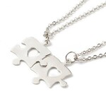 STAINLESS STEEL PUZZLE PENDANT CHAIN, 1PC, PENDANT 14X14X1MM, CHAIN 17" LONG-1MM WIDE