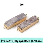 Druzy Agate Rectangle, 1pc, 40x8mm, natural, hole 3mm, link/connectors, in store only