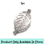 Stainless Steel Leaf, links/connectors, 1pc, 29x14x1mm, w/1mm hole, 2gms, in store only