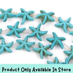 Starfish Beads, 20pcs, 15x15x5.5mm, turquoise, synthetic/acrylic, in store only