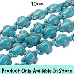 Turtles Beads, 10pcs, 18x15x7mm, turquoise, synthetic/acrylic, in store only