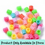 Acrylic Beads Ribbed Mixed Colors, 120pcs, 7x6.5mm, hole 4mm, in store only