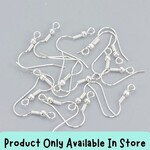 SP Stainless Steel Ear-Wires, earring hooks, 20pcs, 20x20x1mm w/3mm bead, 5gms, in store only