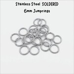 6mm Stainless Steel SOLDERED Jumprings, approx 50pcs, 20 guage, 6x0.8mm, 5gms/0.18oz