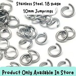 10mm Stainless Steel Jumprings, Approx 100pcs, 18 guage, 10x1.2mm, 25gms/0.88oz, In store only