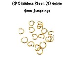 4mm GP Stainless Steel Jumprings, Approx 100pcs, 20 guage, 4x0.8mm, 6gms/0.21oz