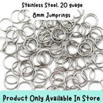 8mm Stainless Steel Jumprings, Approx 100pcs, 20 guage, 8x0.8mm, 10gms, in store only