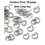 8mm Stainless Steel Jumprings, Approx 100pcs, 18 guage, 8x1.2mm, 20gms/0.71oz