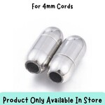 POLISHED Stainless Steel Magnetic Bullet Clasp, 2 sets, 17x8x8mm, for 4mm cords, in store only
