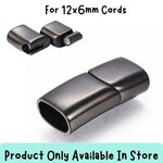 Black Stainless Steel Magnetic Rectangle Clasp, 1 set, 29x14x8.5mm, hole 6.5x12mm, fits two 6mm cords, in store only